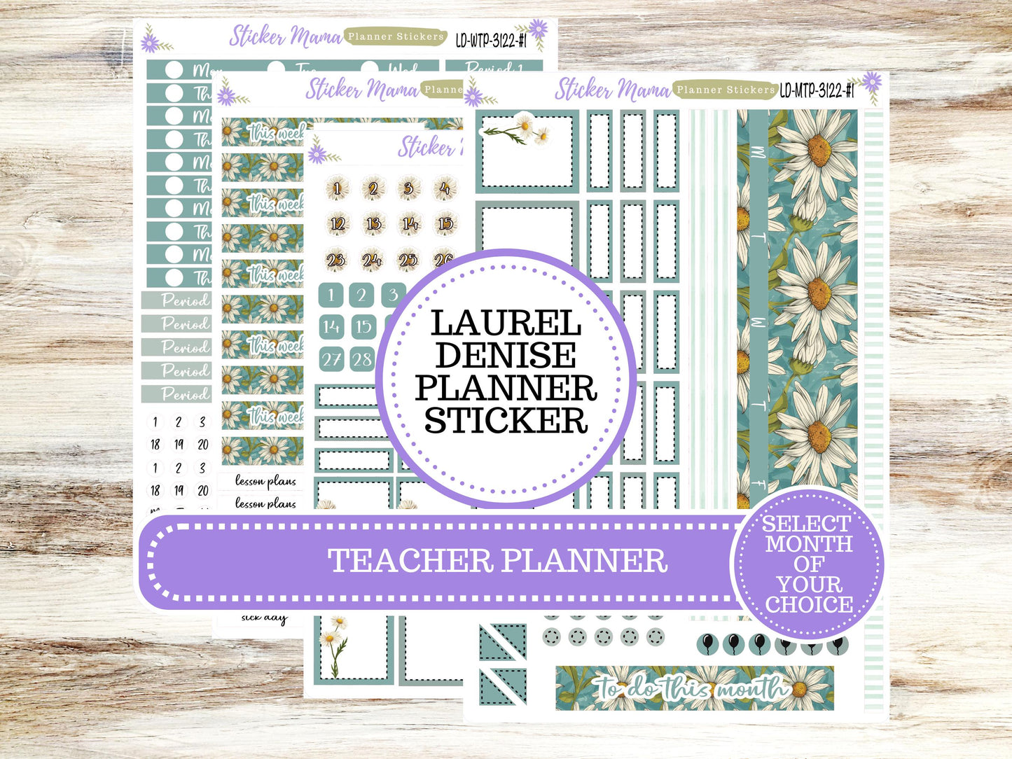 LAUREL DENISE TEACHER Planner Kit #3122 || Vintage Bloom ||Laurel Denise Kit || Laurel Denise Stickers || Laurel Denise Horizontal Vertical