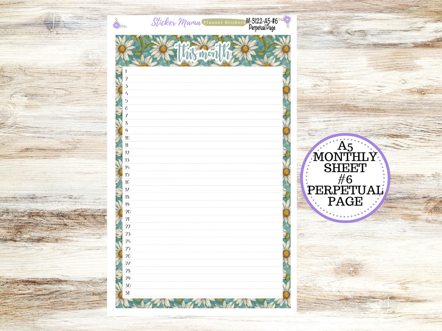 ERIN CONDRE Monthly  Kit-3122 || A5 || Vintage Bloom Stickers  || - ec any Monthly Kit - Monthly Planner Kits - Monthly Budget