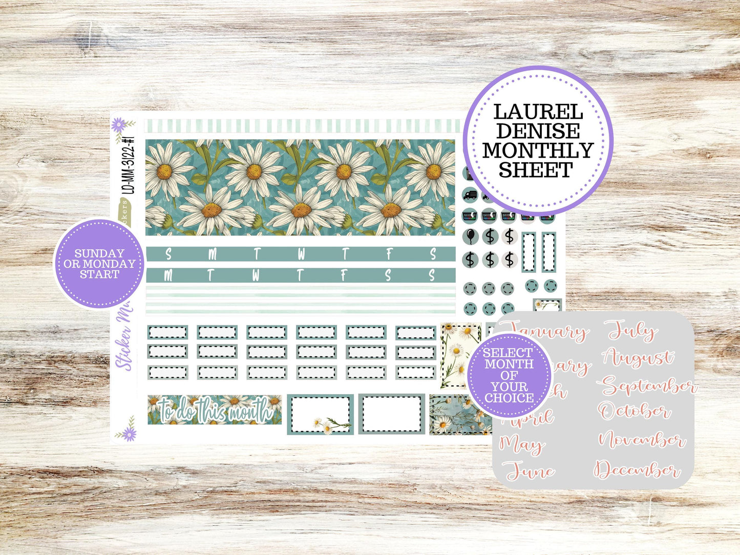 LAUREL DENISE MINI Planner Kit #3122  || Laurel Denise Kit || Laurel Denise Stickers || Laurel Denise Horizontal Vertical || Vintage Bloom