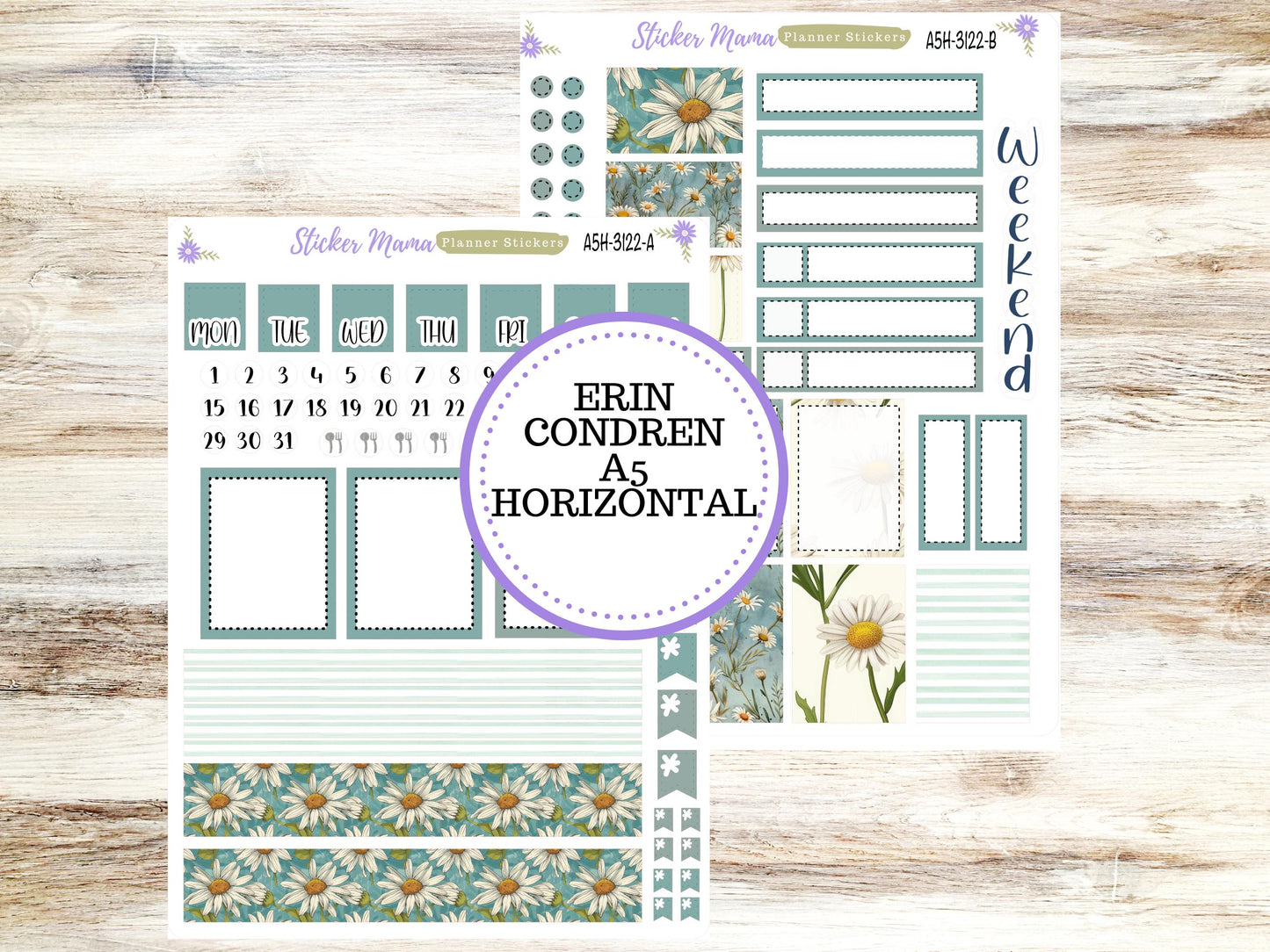 ERIN CONDREN A5 Horizontal || #3122 ||  Vintage Bloom Kit || A5 Weekly Kit || Planner Stickers || Erin Condren A5 Horizontal Weekly Kit