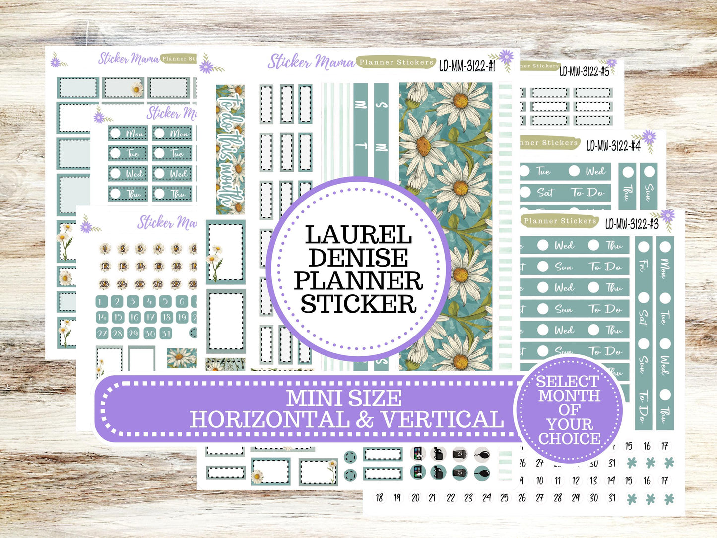 LAUREL DENISE MINI Planner Kit #3122  || Laurel Denise Kit || Laurel Denise Stickers || Laurel Denise Horizontal Vertical || Vintage Bloom