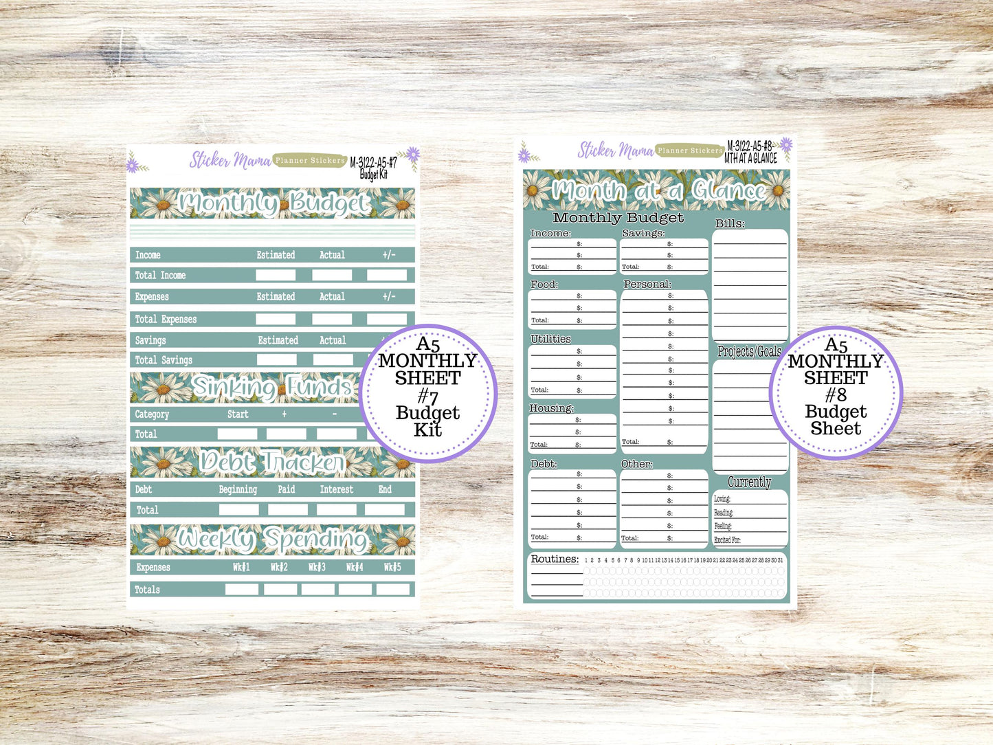 ERIN CONDRE Monthly  Kit-3122 || A5 || Vintage Bloom Stickers  || - ec any Monthly Kit - Monthly Planner Kits - Monthly Budget