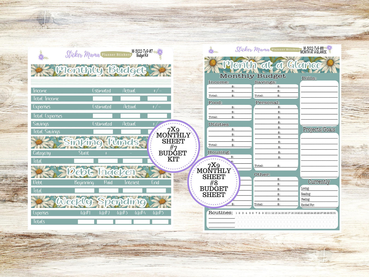 ERIN CONDREN Monthly Kit-3122  || 7X9 ||  Vintage Bloom Monthly  - 7x9 EC Any Monthly Kit - Monthly Planner Kits -  Monthly Budget