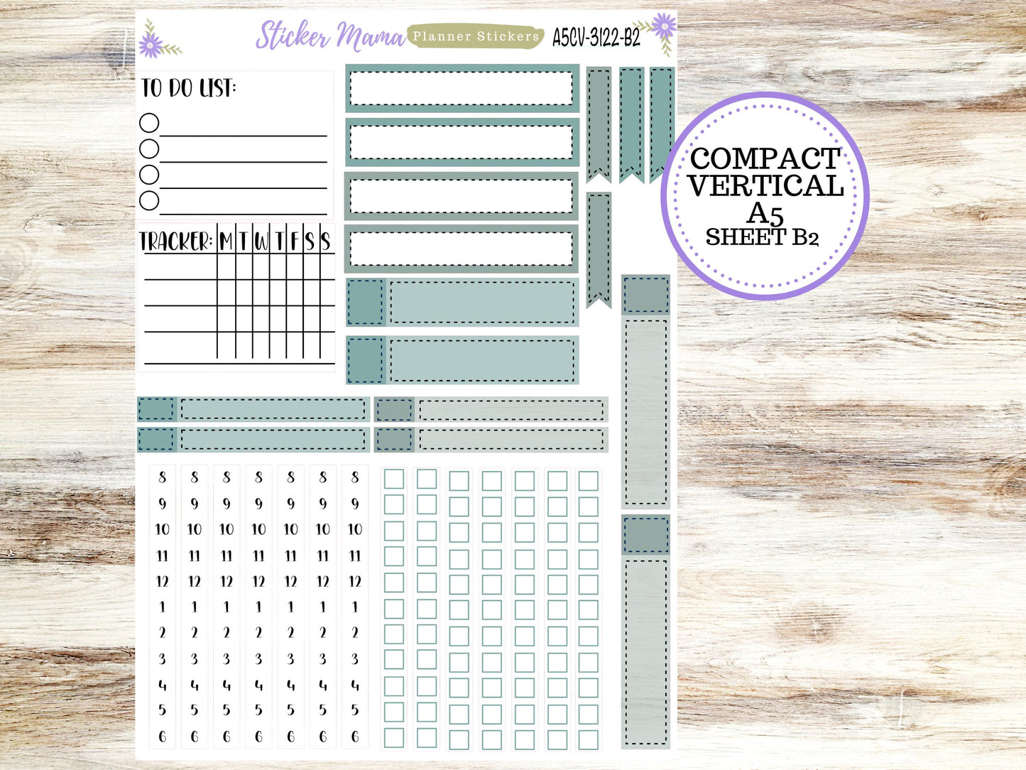 ERIN CONDREN A5 Compact Vertical-Kit #3122 || Vintage Bloom - Planner Stickers - Erin Condren Compact Vertical  Weekly Kit