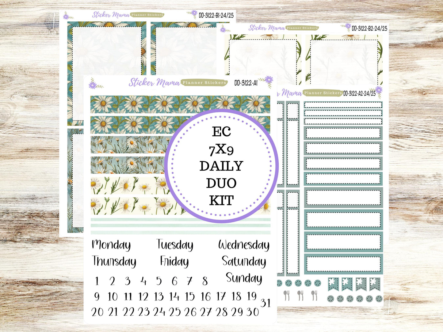 ERIN CONDREN Daily Duo 7x9-Kit #3122 || Vintage Bloom || Erin Condren Planner Stickers - Daily Duo 7x9 Planner - Daily Duo Stickers