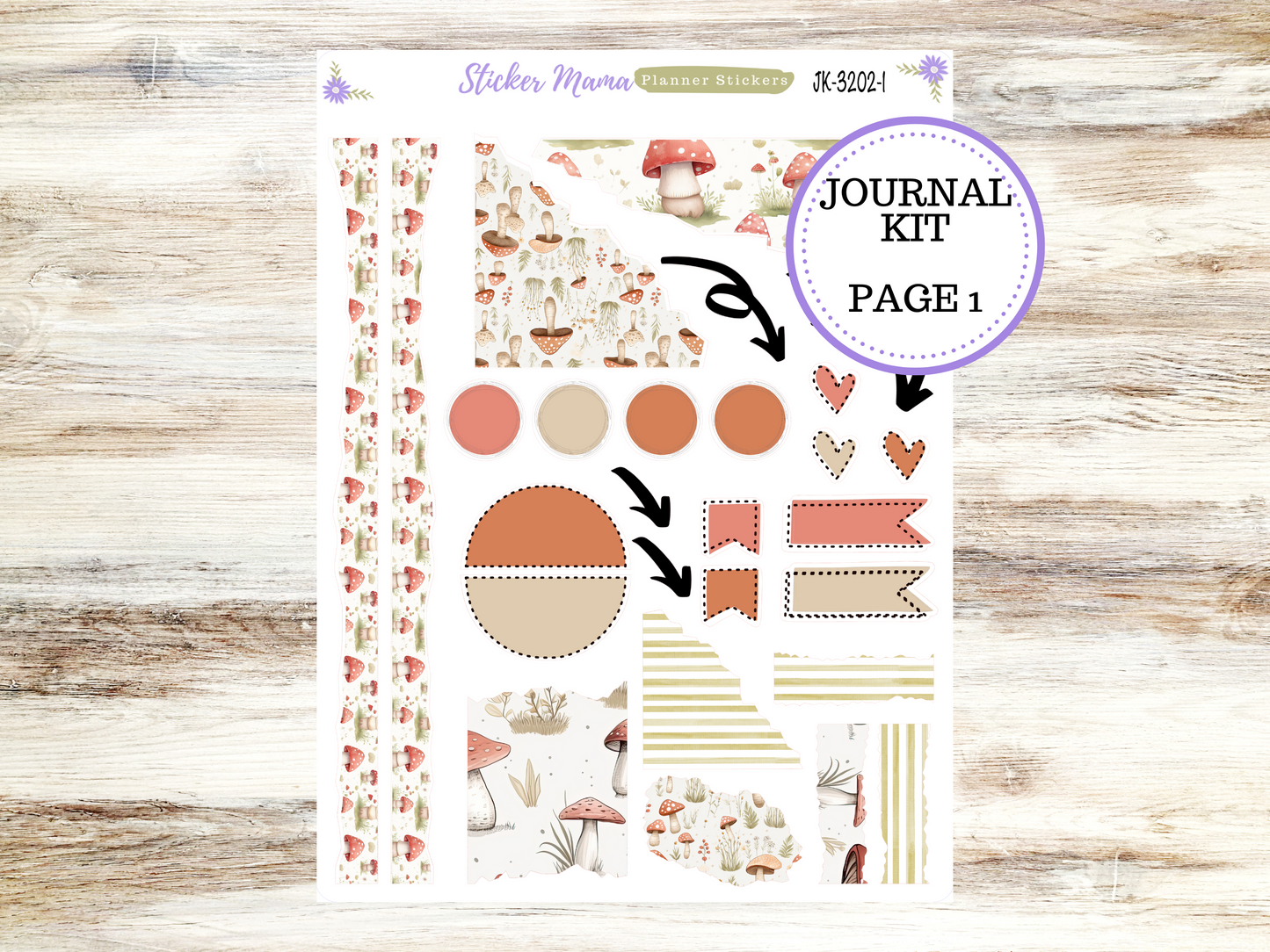 JOURNALING KIT  || #3202 || Mushroom Bloom  || Journal Planner || Planner Stickers || Journal Stickers