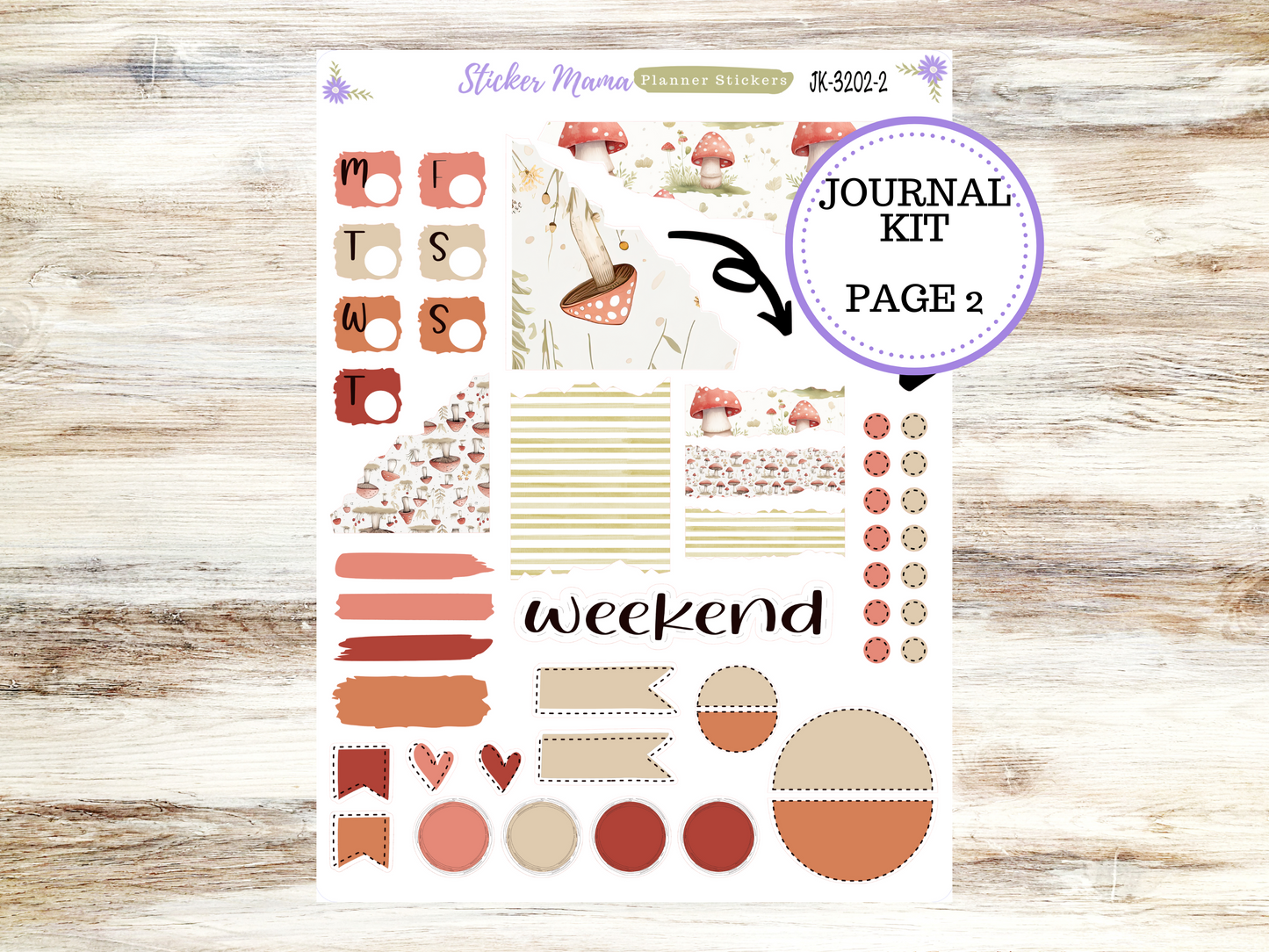 JOURNALING KIT  || #3202 || Mushroom Bloom  || Journal Planner || Planner Stickers || Journal Stickers