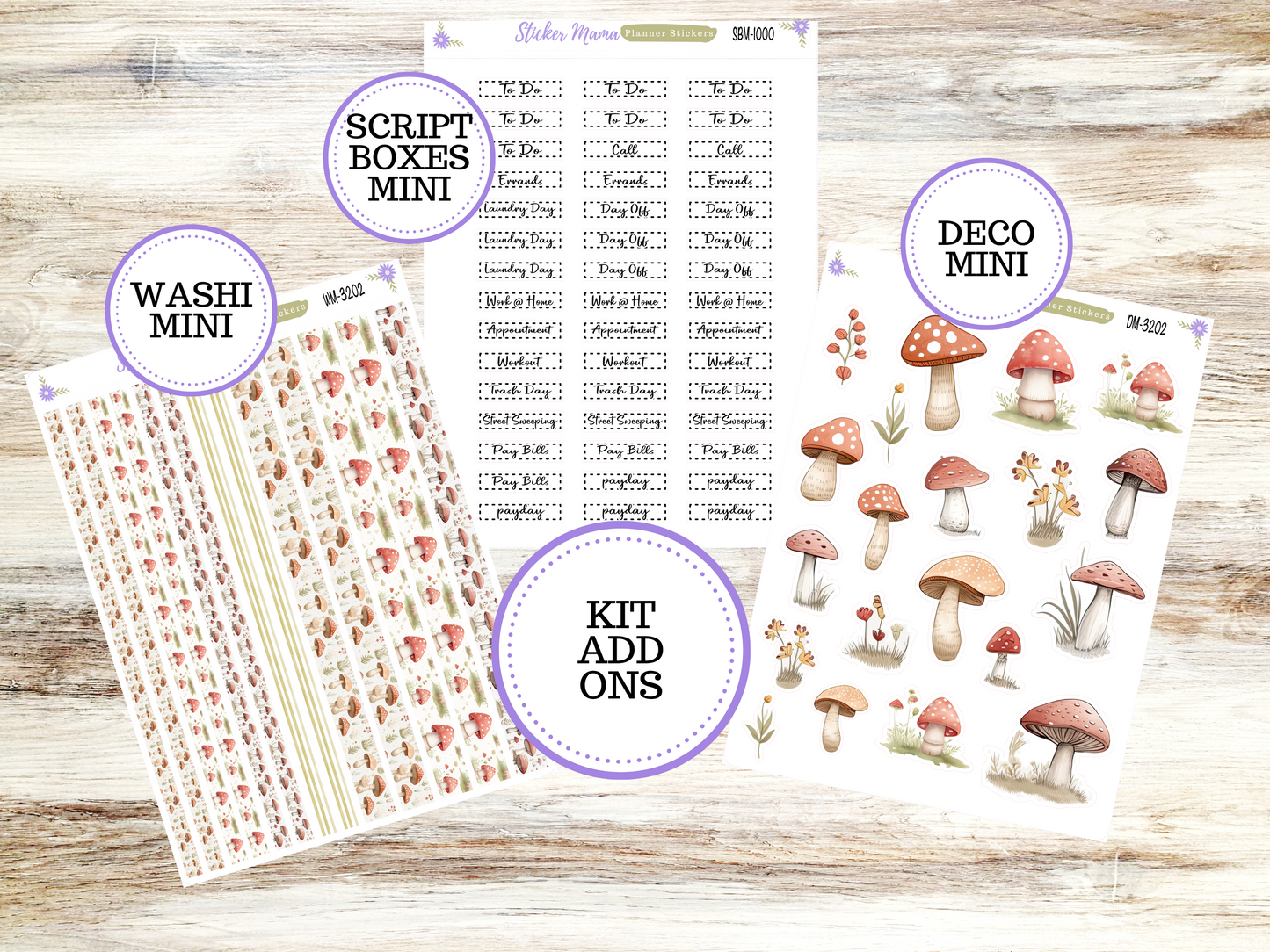 JOURNALING KIT  || #3202 || Mushroom Bloom  || Journal Planner || Planner Stickers || Journal Stickers