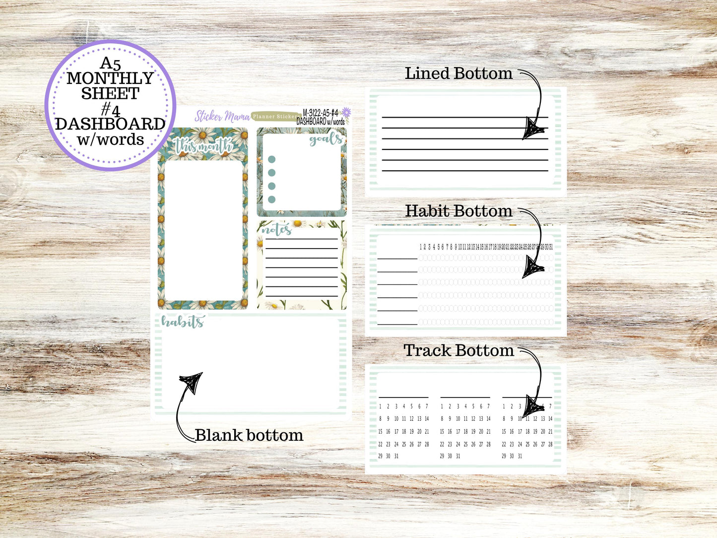 ERIN CONDRE Monthly  Kit-3122 || A5 || Vintage Bloom Stickers  || - ec any Monthly Kit - Monthly Planner Kits - Monthly Budget