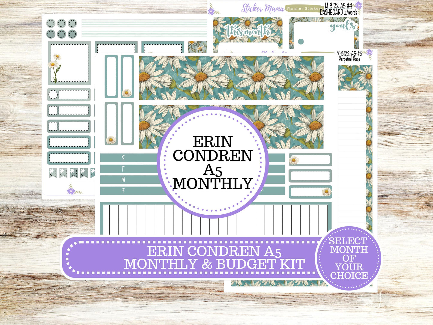 ERIN CONDRE Monthly  Kit-3122 || A5 || Vintage Bloom Stickers  || - ec any Monthly Kit - Monthly Planner Kits - Monthly Budget