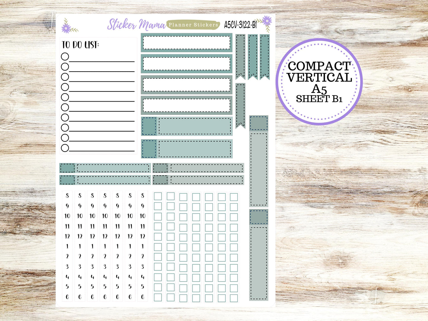 ERIN CONDREN A5 Compact Vertical-Kit #3122 || Vintage Bloom - Planner Stickers - Erin Condren Compact Vertical  Weekly Kit