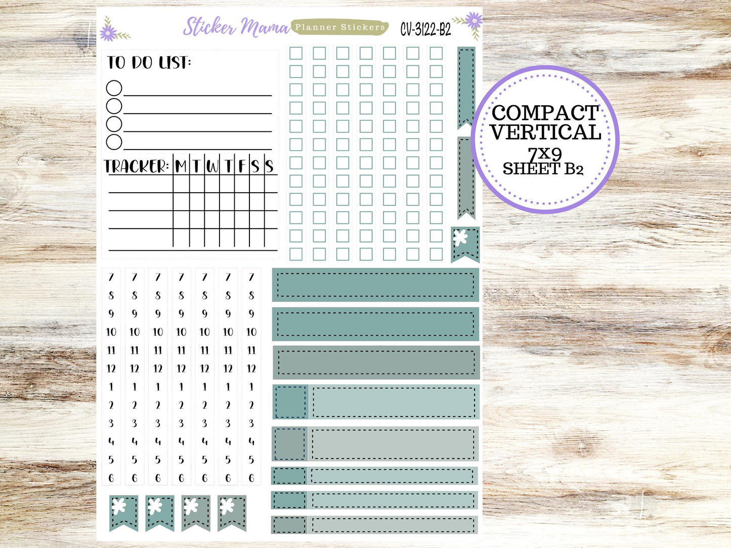 ERIN CONDREN 7x9 Compact Vertical-Kit #3122 || Vintage Bloom - Planner Stickers - Erin Condren Compact Vertical  Weekly Kit