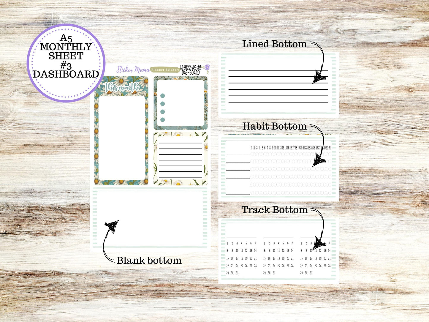 ERIN CONDRE Monthly  Kit-3122 || A5 || Vintage Bloom Stickers  || - ec any Monthly Kit - Monthly Planner Kits - Monthly Budget