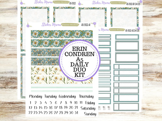 A5-DAILY DUO-Kit #3122  || Vintage Bloom || Planner Stickers - Daily Duo A5 Planner - Daily Duo Stickers - Daily Planner