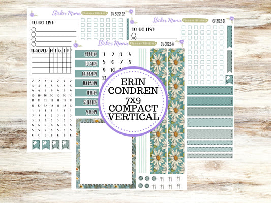 ERIN CONDREN 7x9 Compact Vertical-Kit #3122 || Vintage Bloom - Planner Stickers - Erin Condren Compact Vertical  Weekly Kit