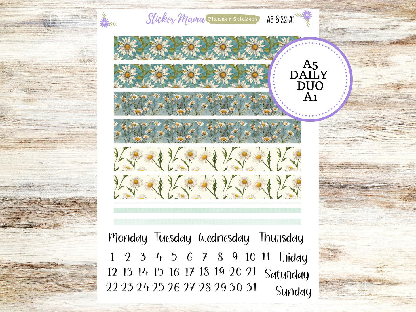 A5-DAILY DUO-Kit #3122  || Vintage Bloom || Planner Stickers - Daily Duo A5 Planner - Daily Duo Stickers - Daily Planner