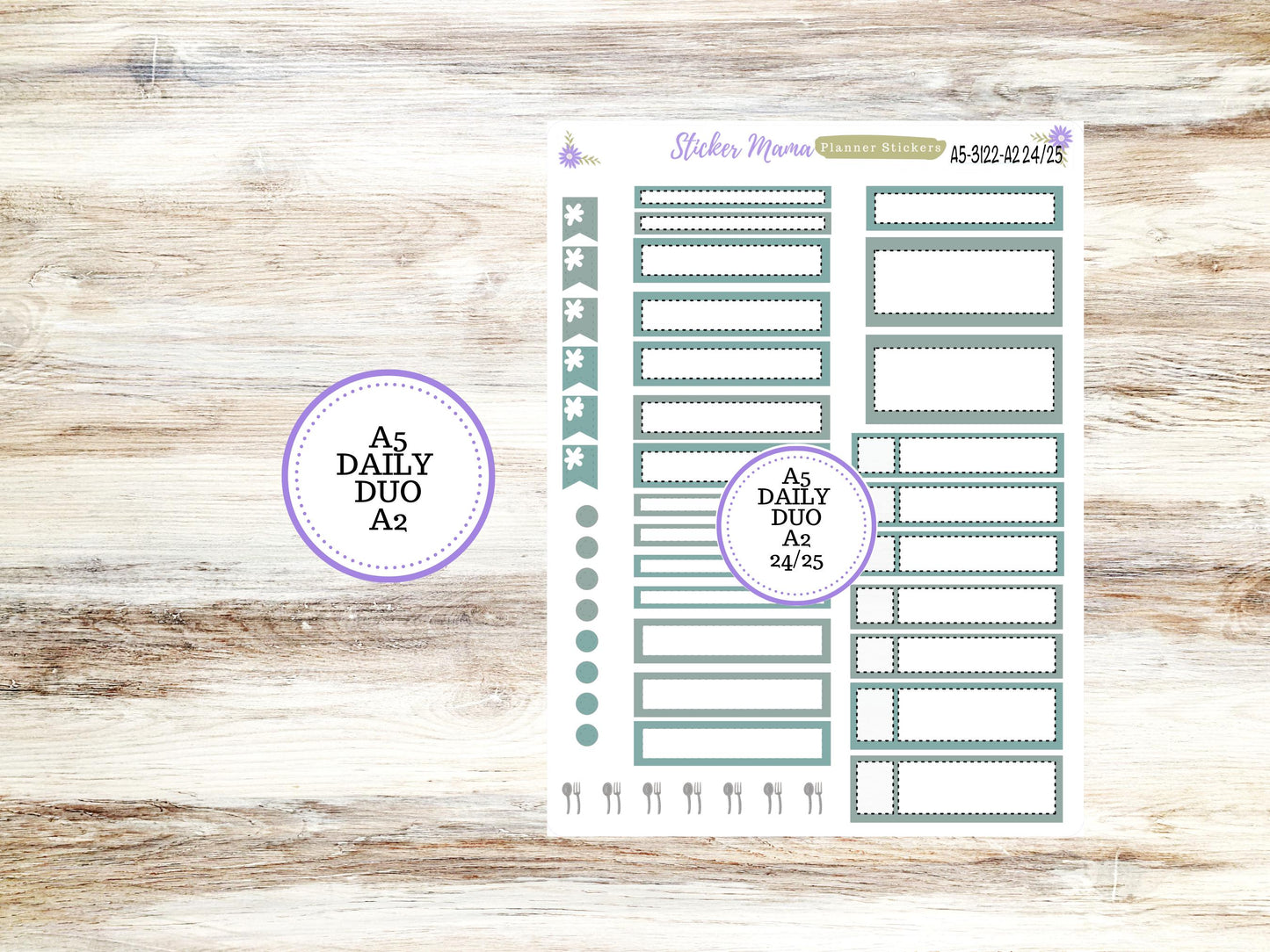 A5-DAILY DUO-Kit #3122  || Vintage Bloom || Planner Stickers - Daily Duo A5 Planner - Daily Duo Stickers - Daily Planner