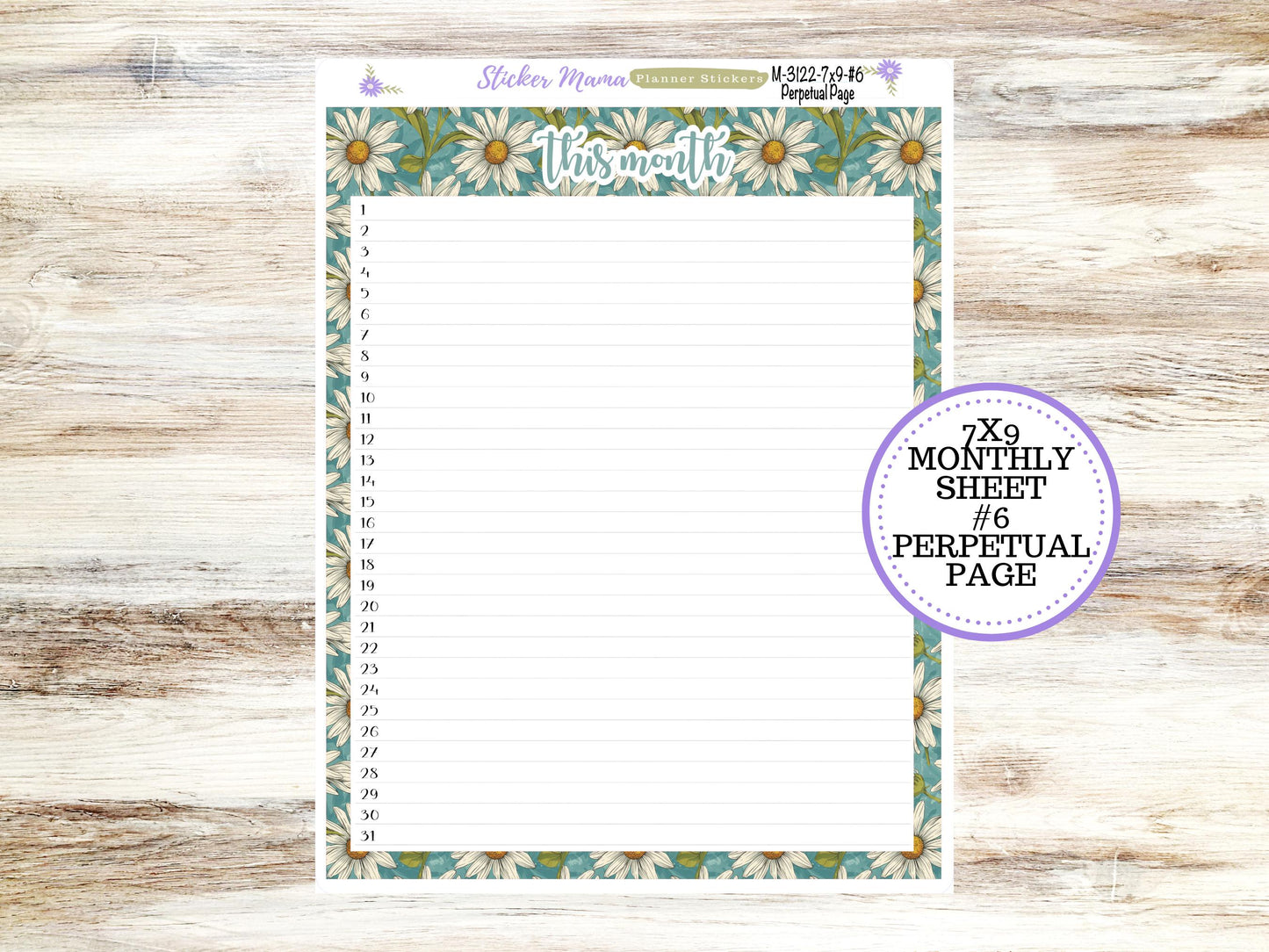 ERIN CONDREN Monthly Kit-3122  || 7X9 ||  Vintage Bloom Monthly  - 7x9 EC Any Monthly Kit - Monthly Planner Kits -  Monthly Budget