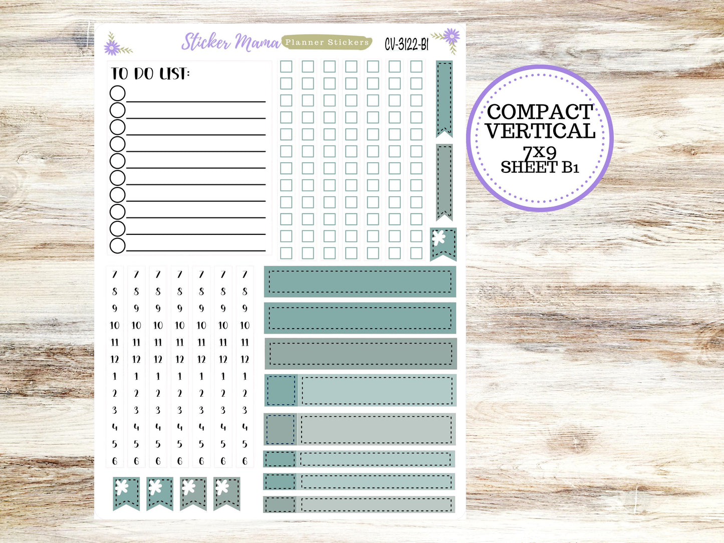 ERIN CONDREN 7x9 Compact Vertical-Kit #3122 || Vintage Bloom - Planner Stickers - Erin Condren Compact Vertical  Weekly Kit