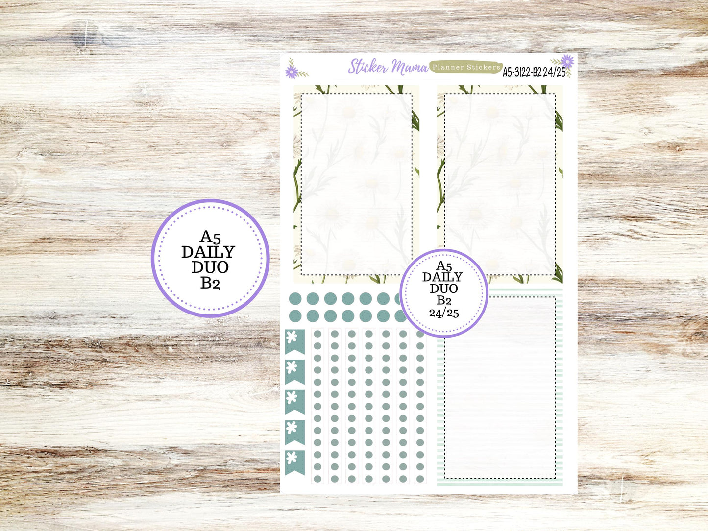 A5-DAILY DUO-Kit #3122  || Vintage Bloom || Planner Stickers - Daily Duo A5 Planner - Daily Duo Stickers - Daily Planner