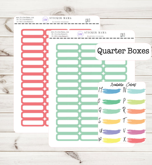 QUARTER BOX STICKERS .4" x 1.5" quarter box labels quarter planner box ec planner stickers deluxe sticker kit full planner boxes