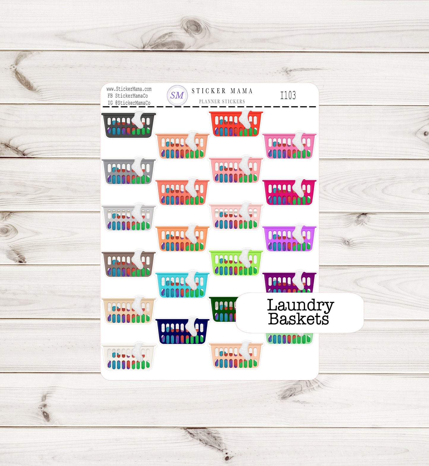 LAUNDRY BASKETS STICKERS I-103 Stickers for Laundry Stickers Planner Stickers Eclp Hourly Planner Laundry Baskets Stickers Stickers