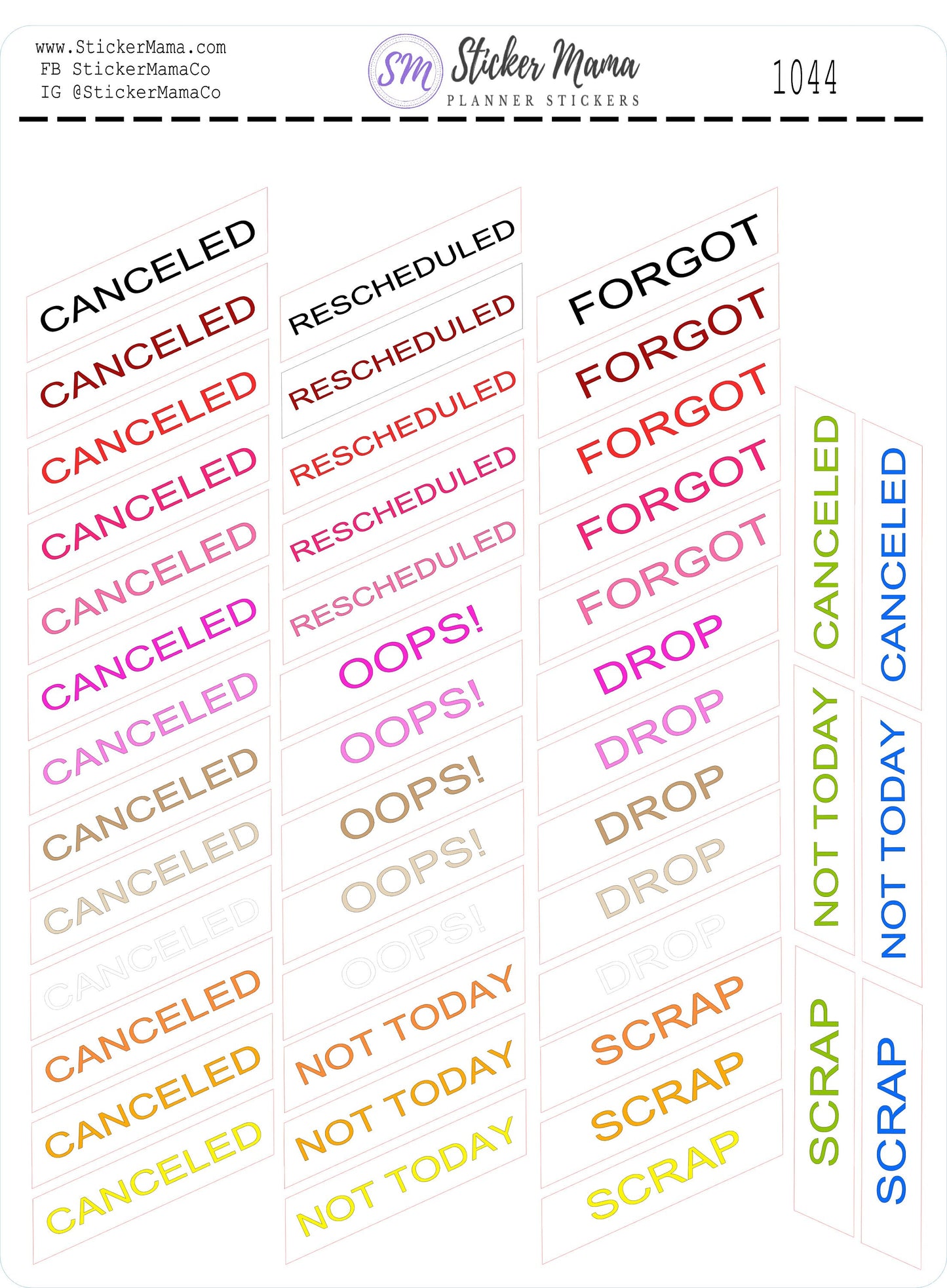 CANCELED STICKERS S1044, planner stickers rescheduled sticker not today stickers decorative stickers Erin Condren cancel stickers