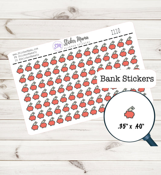 BANK PLANNER STICKERS  I-110 Piggy Bank Stickers Bank Stickers Planner Deposit Sticker Deposit Day Sticker Kit Bank Day Stickers