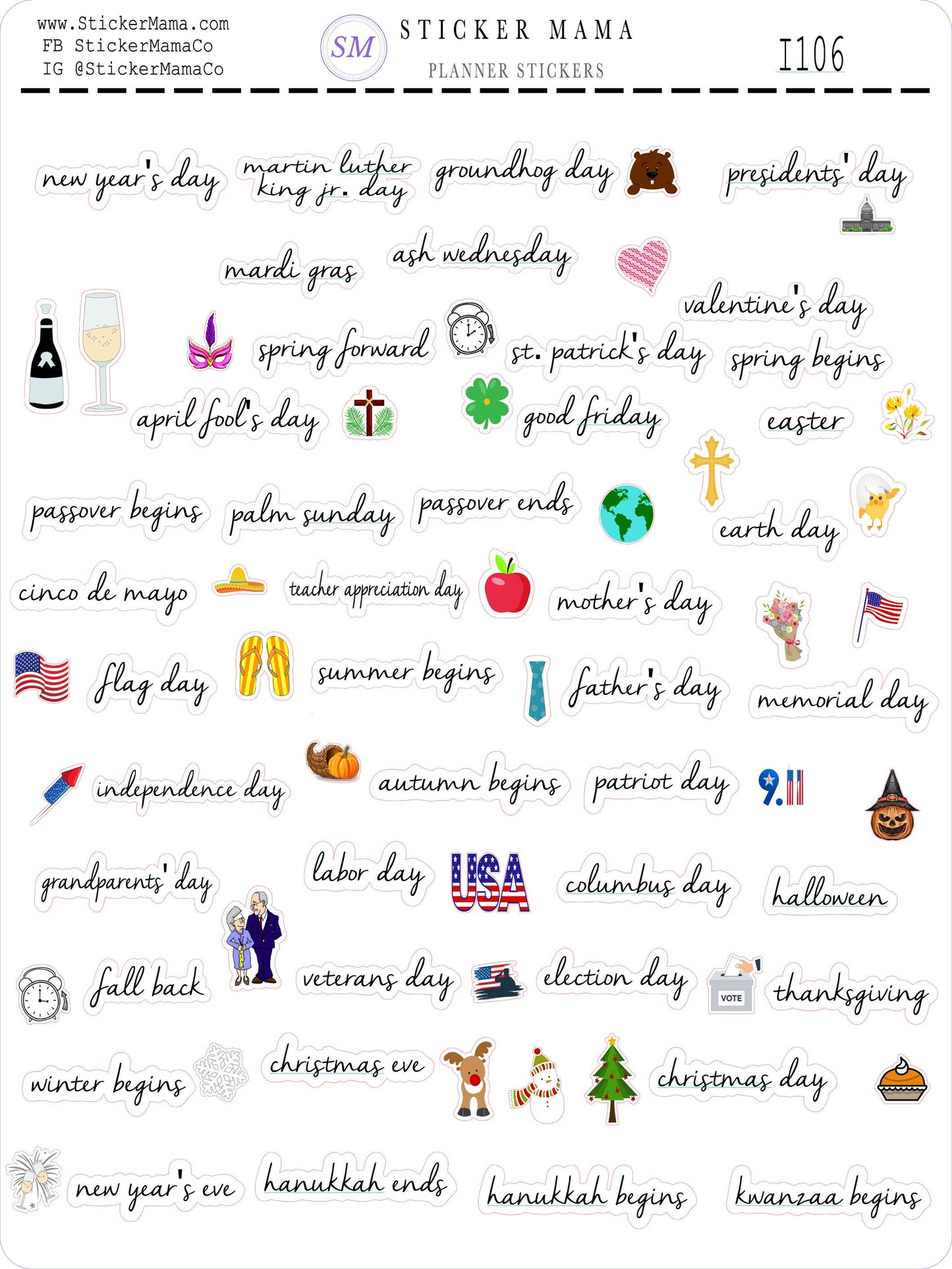 HOLIDAY STICKERS I-106 - Holiday Planner Sticker - Icon Planner Sticker