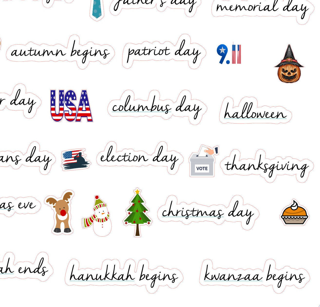 HOLIDAY STICKERS I-106 - Holiday Planner Sticker - Icon Planner Sticker