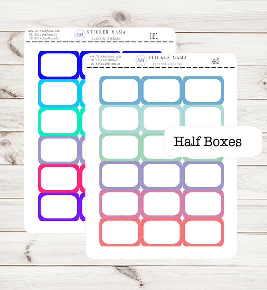 HALF BOX STICKERS 1" x 1.5" half box labels quarter planner box ex planner stickers deluxe sticker kit full planner kit