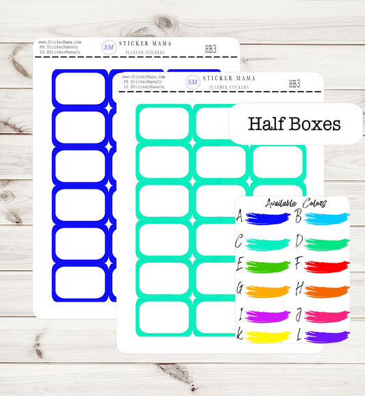 HALF BOX STICKERS 1" x 1.5" half box labels quarter planner box ex planner stickers deluxe sticker kit full planner kit