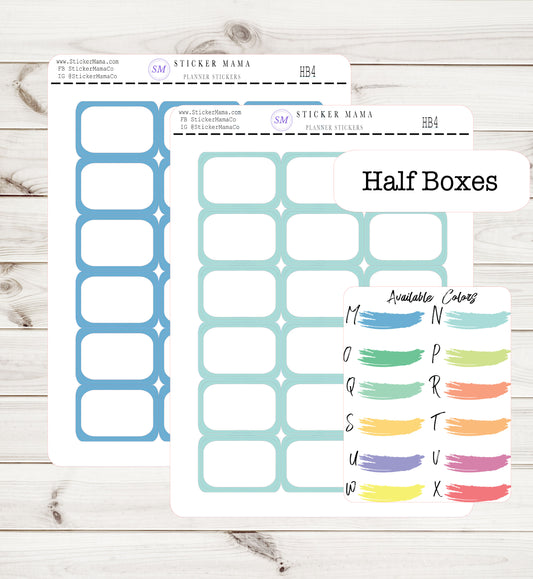 HALF BOX STICKERS 1" x 1.5" half box labels quarter planner box ex planner stickers deluxe sticker kit full planner kit