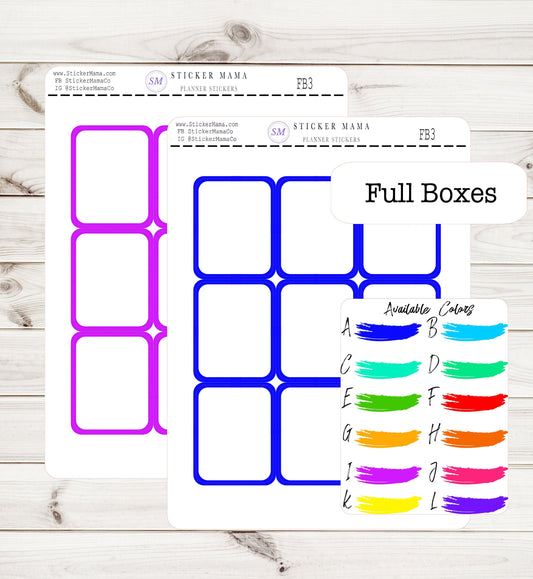 FULL BOX STICKERS 1.9" x 1.5" full box labels full planner box ex planner stickers deluxe sticker kit full planner kit