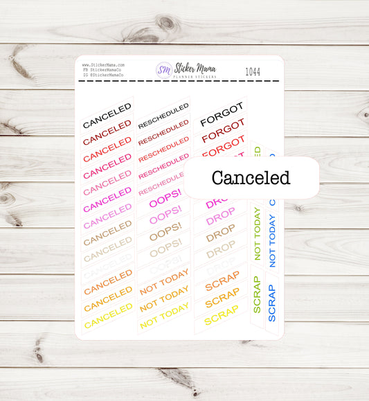 CANCELED STICKERS S1044, planner stickers rescheduled sticker not today stickers decorative stickers Erin Condren cancel stickers