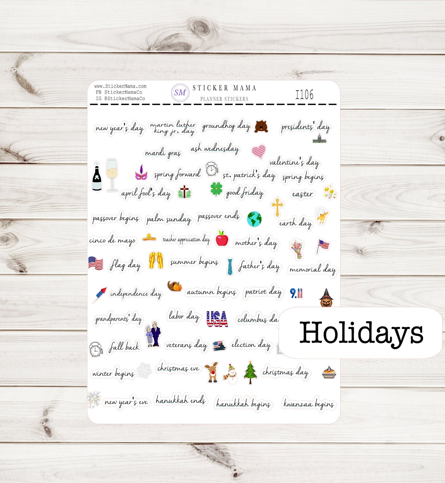 HOLIDAY STICKERS I-106 - Holiday Planner Sticker - Icon Planner Sticker