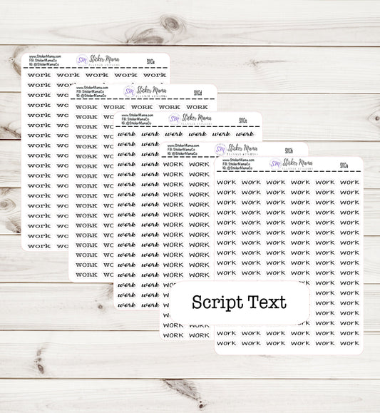 WORK SCRIPT PLANNER Stickers S110 JenPlans Script Font Planner Stickers For Work Planner Stickers Go to Work Sticker