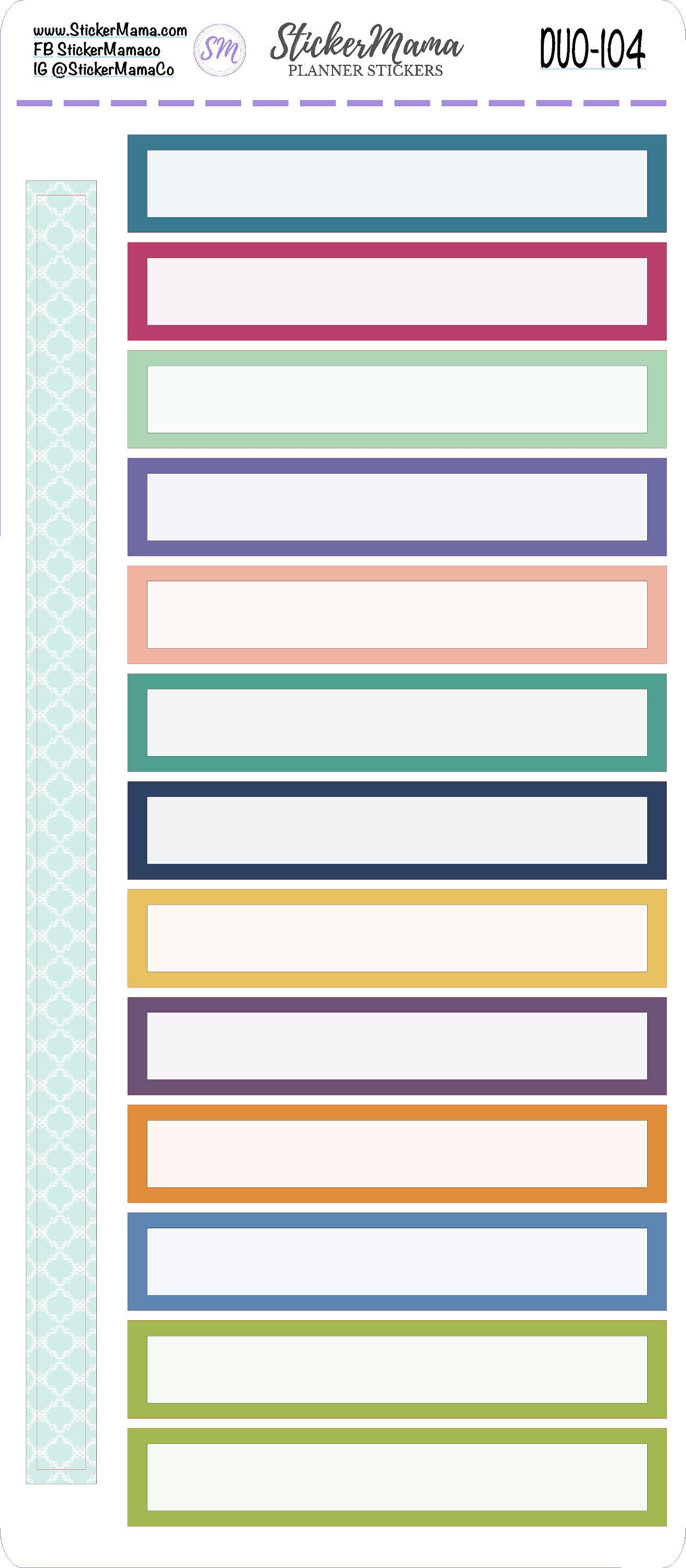 ERIN CONDREN Daily Duo 7x9 103 - 106 - Ec Daily Duo 7x9 Time Block Stickers - Time Box Stickers - Daily Duo 7x9 Planner Stickers