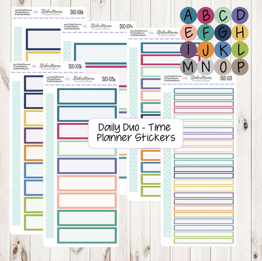 ERIN CONDREN Daily Duo 7x9 103 - 106 - Ec Daily Duo 7x9 Time Block Stickers - Time Box Stickers - Daily Duo 7x9 Planner Stickers