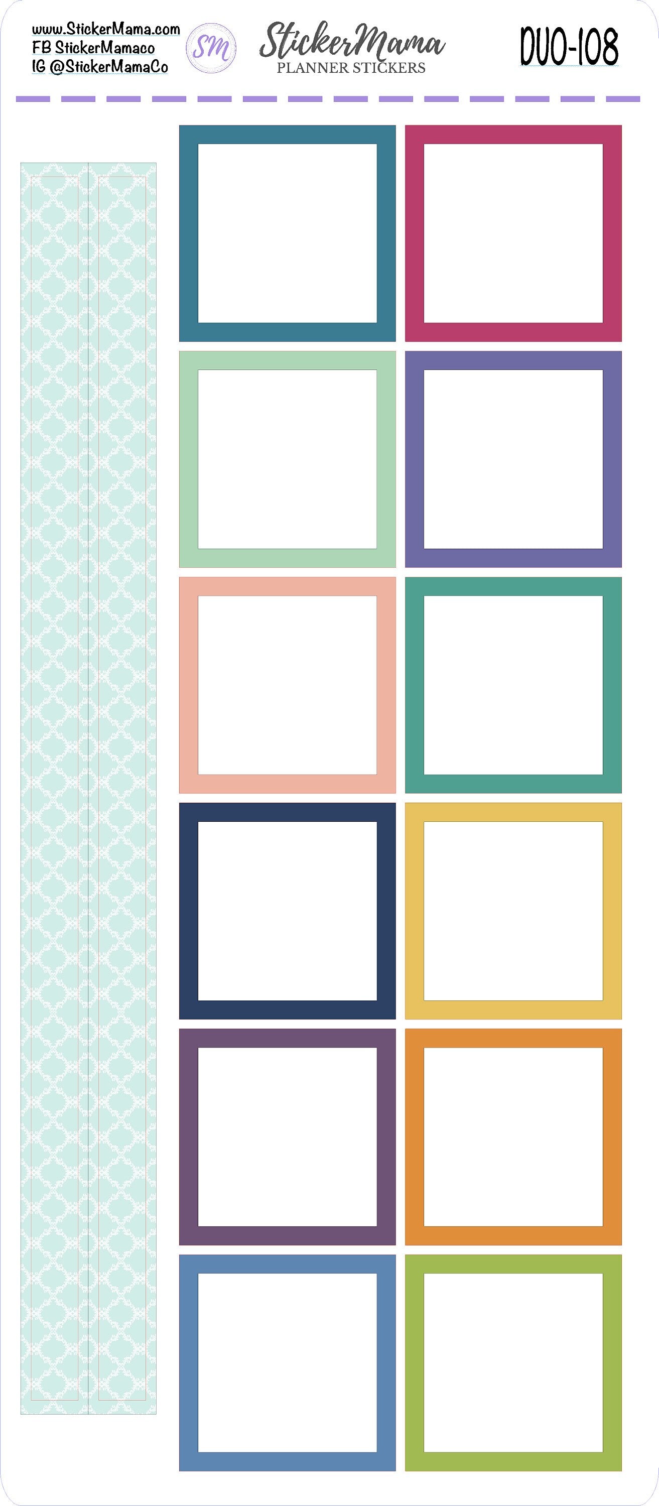 ERIN CONDREN Daily Duo 7x9 108 - Ec Daily Duo 7x9 Calendar Block Stickers - Calendar Box Stickers - Daily Duo 7x9 Planner Stickers