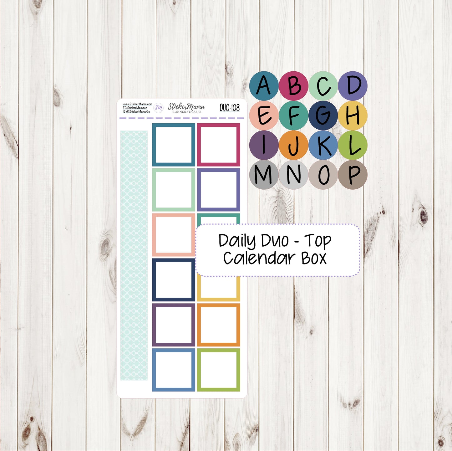 ERIN CONDREN Daily Duo 7x9 108 - Ec Daily Duo 7x9 Calendar Block Stickers - Calendar Box Stickers - Daily Duo 7x9 Planner Stickers