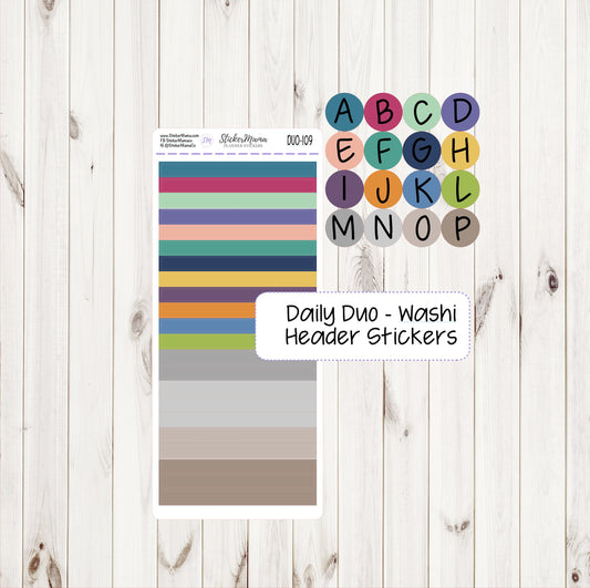 ERIN CONDREN Daily Duo 7x9 109 - Ec Daily Duo 7x9 Small Short Washi Stickers - Short Washi Stickers - Daily Duo 7x9 Planner Stickers