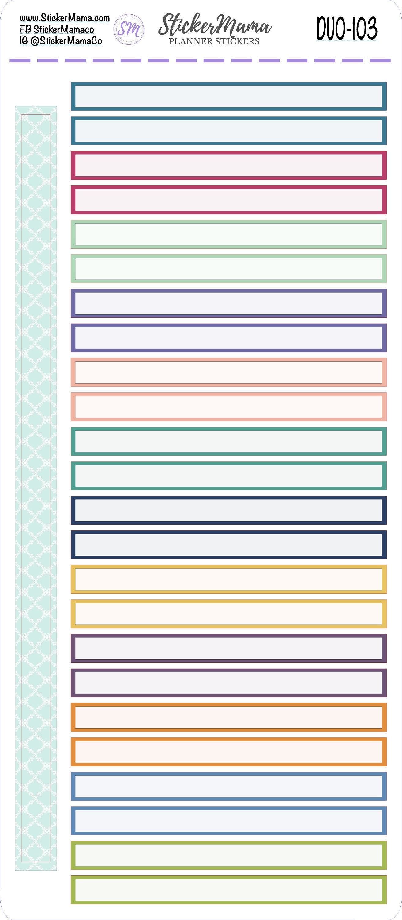 ERIN CONDREN Daily Duo 7x9 103 - 106 - Ec Daily Duo 7x9 Time Block Stickers - Time Box Stickers - Daily Duo 7x9 Planner Stickers