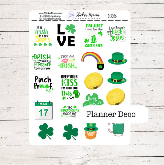 D-3026 ST. PATRICKS STICKERS - Deco Stickers - Planner Stickers