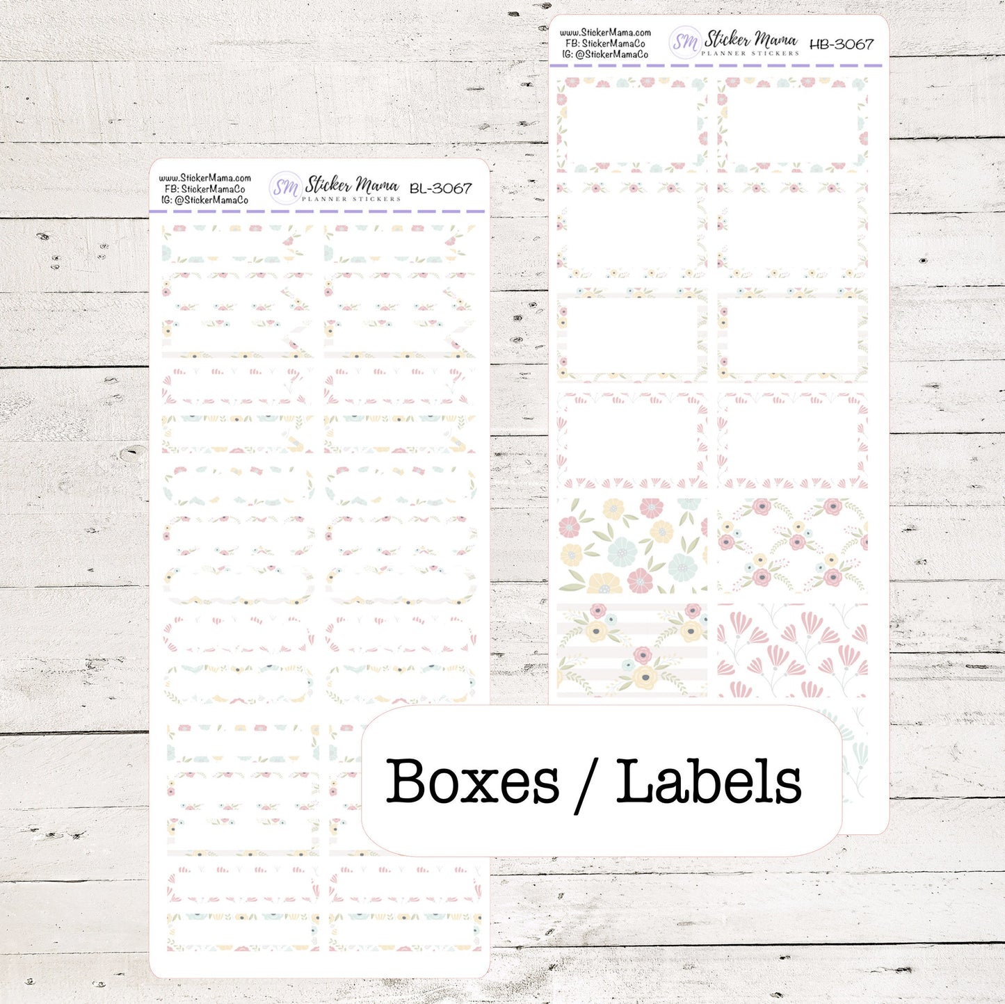 BL-3067 - HB-3067 BASIC Label Stickers - Spring Time - Half Boxes - Planner Stickers - Full Box for Planners