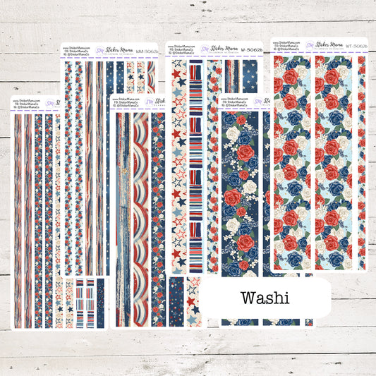 W-3062 - WASHI STICKERS - Patriotic - Planner Stickers - Washi for Planners