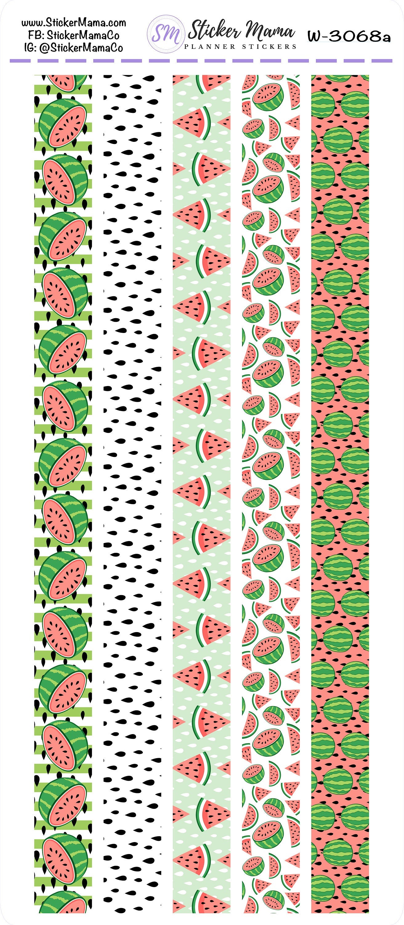 W-3068 - WASHI STICKERS - Watermelon - Planner Stickers - Washi for Planners