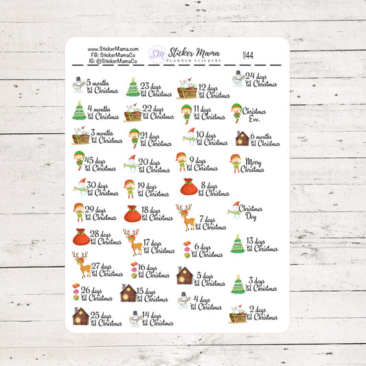 I-1144 - CHRISTMAS COUNTDOWN STICKERS - Christmas Stickers - Planner Stickers