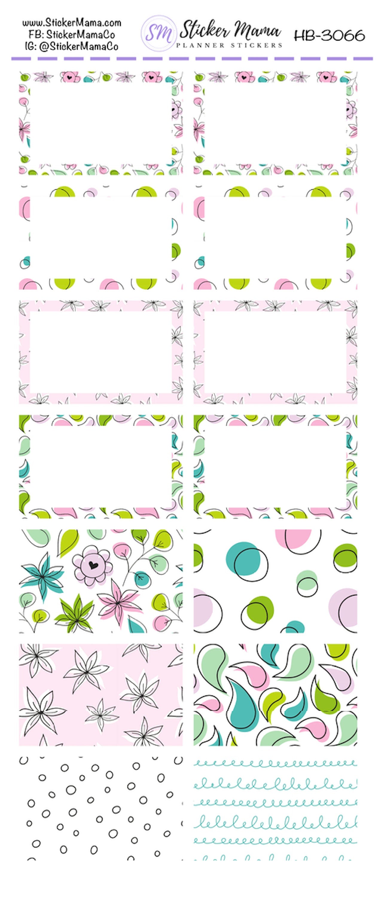 BL-3066 - HB-3066 BASIC Label Stickers - Spring Floral - Half Boxes - Planner Stickers - Full Box for Planners