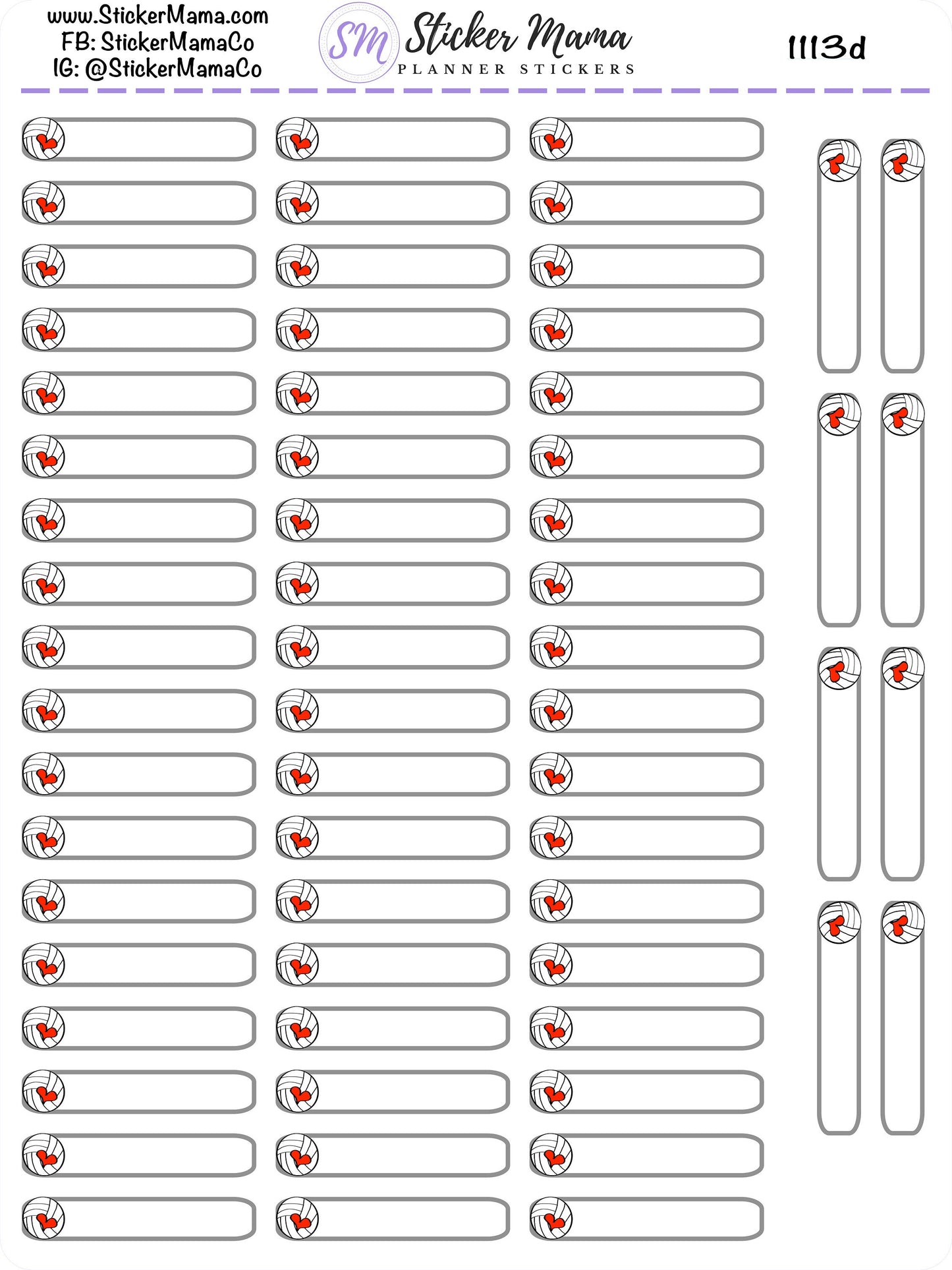 SS-1113d - DOODLE VOLLEYBALL Planner Label Stickers  - Volleyball Stickers - Volleyball Games - Volleyball Practice